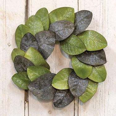 Vintage Glitter Magnolia Leaves Wreath, 16